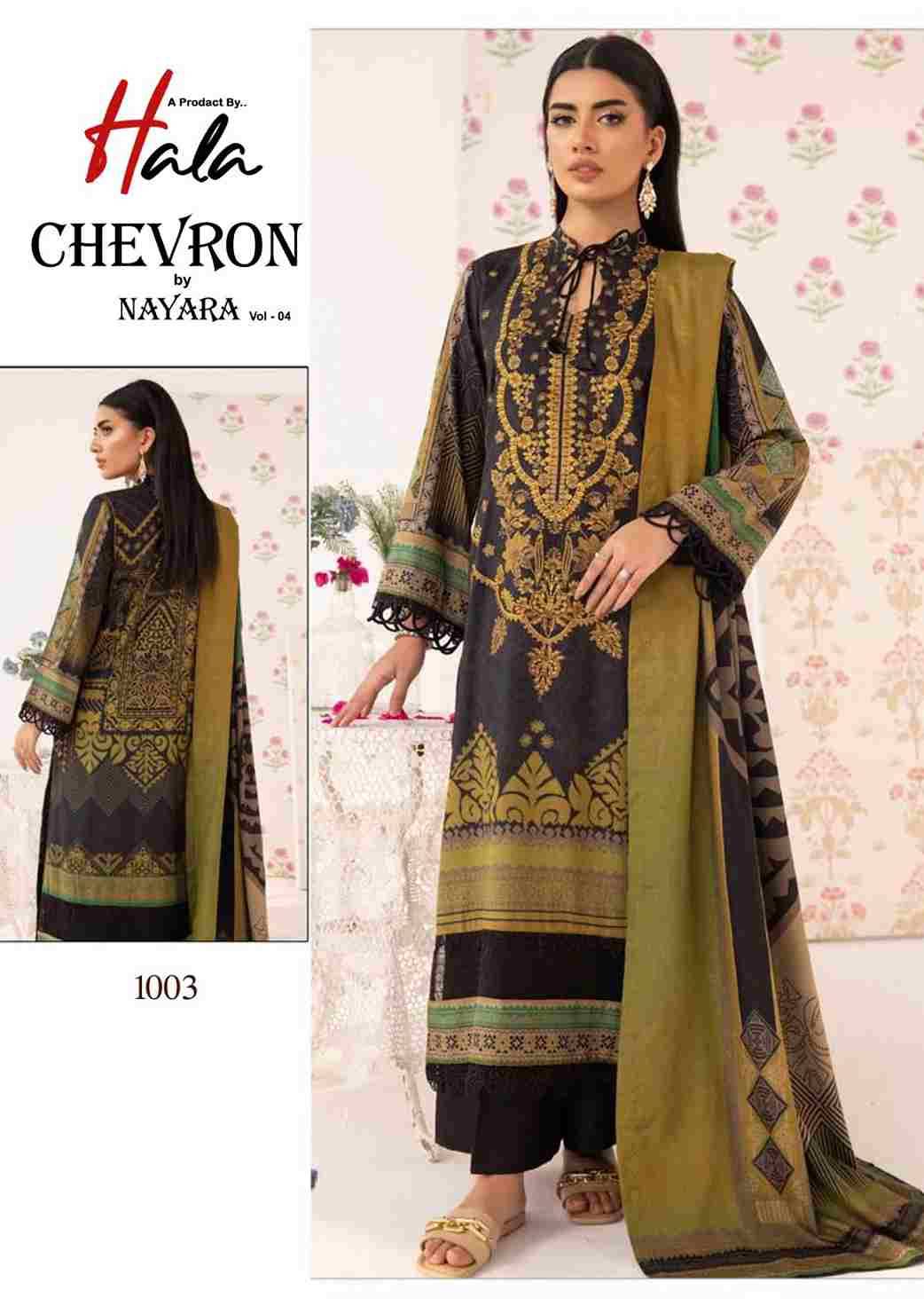 Chevron Vol-4 By Hala 1001 To 1006 Series Beautiful Festive Suits Colorful Stylish Fancy Casual Wear & Ethnic Wear Cotton Print Dresses At Wholesale Price