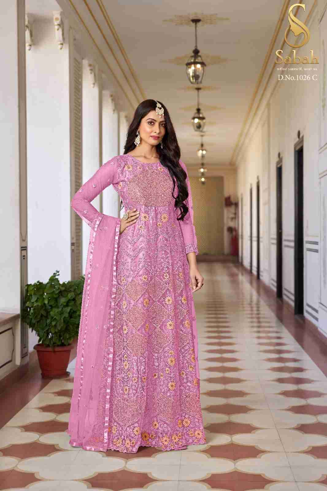 Simran By Sabah 1026-A To 1026-D Series Designer Anarkali Suits Beautiful Fancy Colorful Stylish Party Wear & Occasional Wear Heavy Net Dresses At Wholesale Price