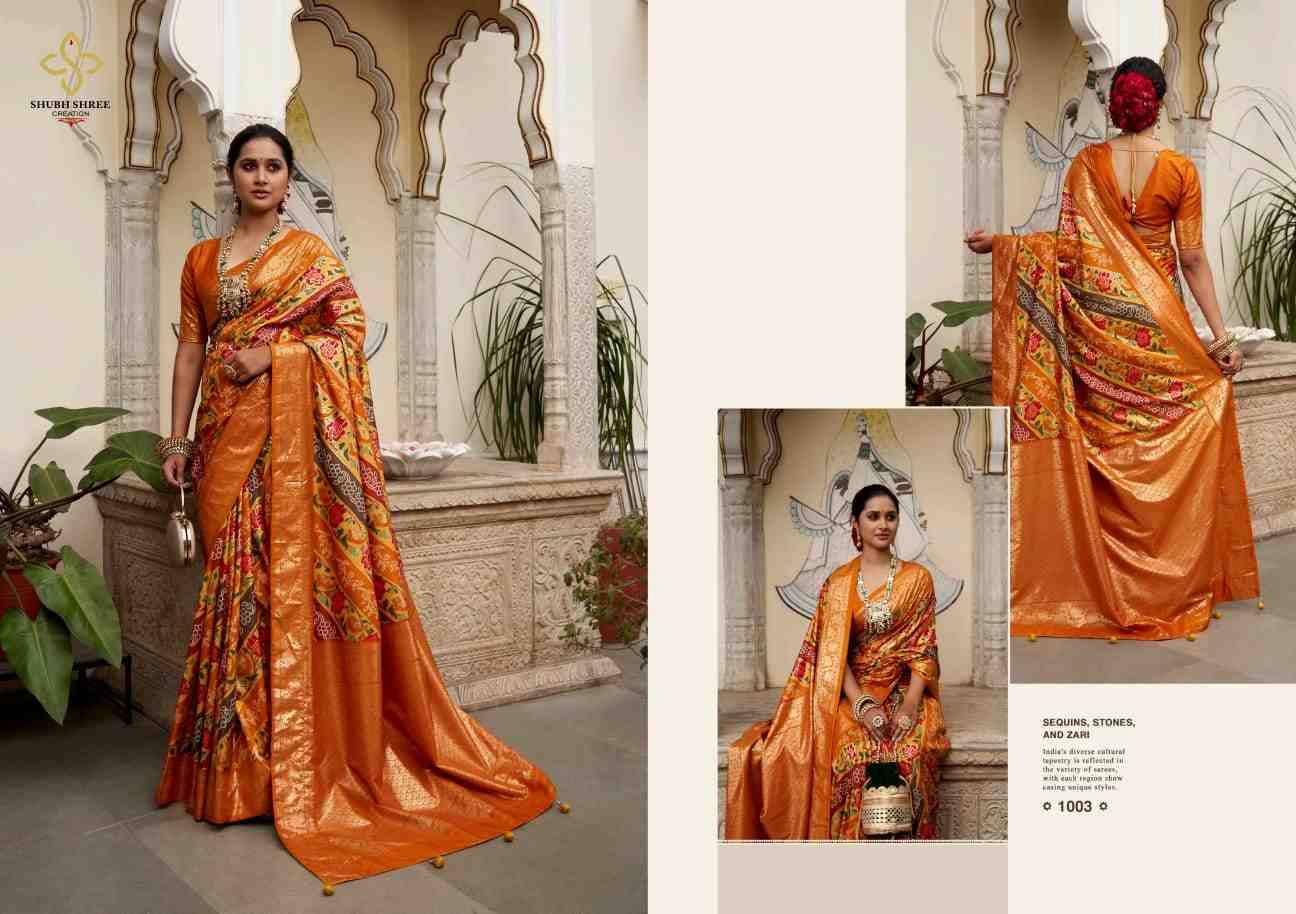 Zari Banarasi By Shubh Shree 1001 To 1008 Series Indian Traditional Wear Collection Beautiful Stylish Fancy Colorful Party Wear & Occasional Wear Patola Silk Sarees At Wholesale Price