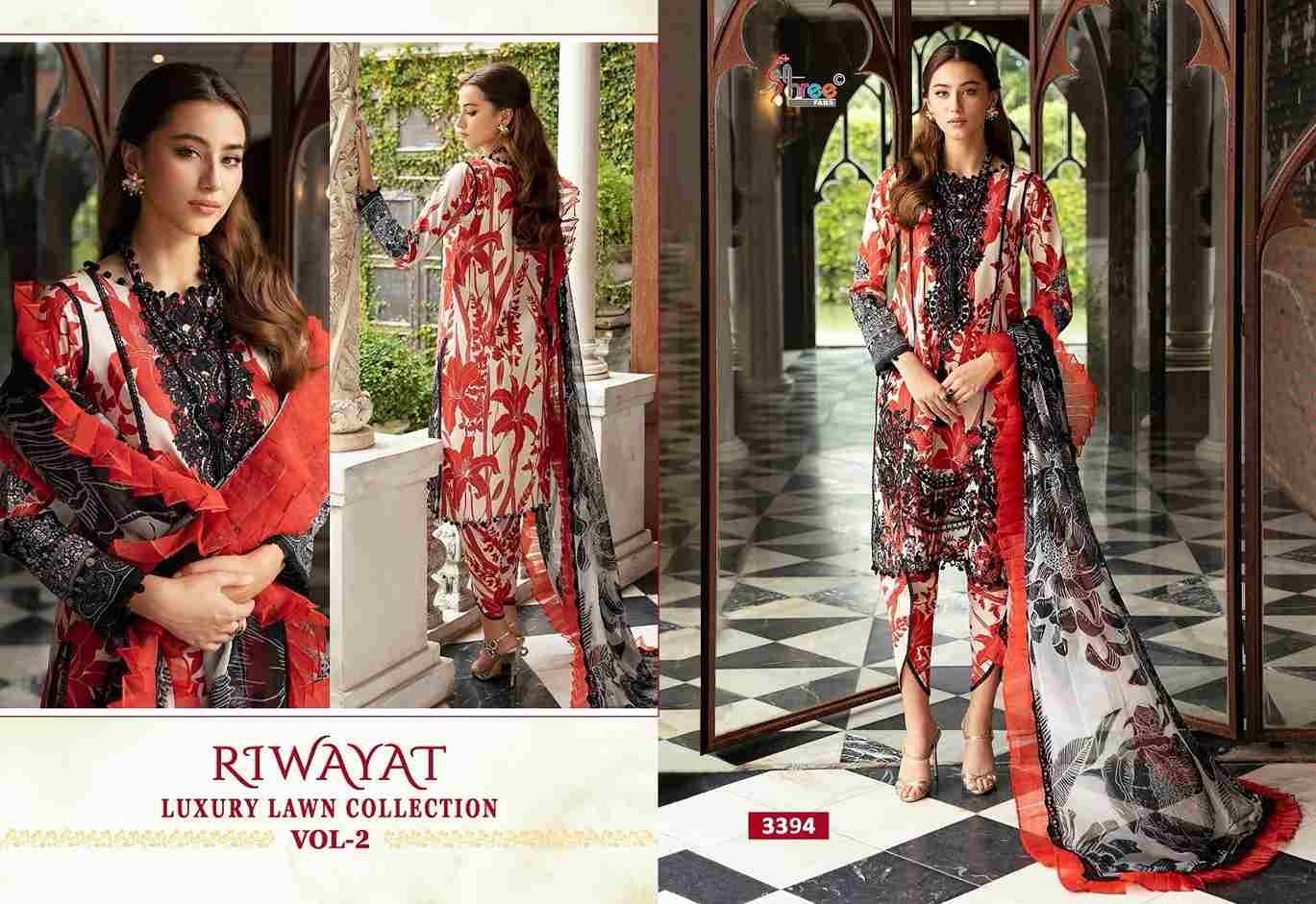 Riwayat Luxury Lawn Collection Vol-2 By Shree Fabs 3390 To 3396 Series Designer Pakistani Suits Beautiful Fancy Stylish Colorful Party Wear & Occasional Wear Pure Lawn Cotton Dresses At Wholesale Price