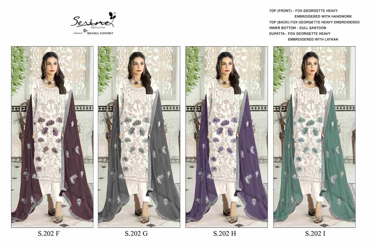 Serene Hit Design S-202 Colours Vol-2 By Serene S-202-F To S-202-I Series Designer Pakistani Suits Beautiful Fancy Colorful Stylish Party Wear & Occasional Wear Faux Georgette Embroidered Dresses At Wholesale Price