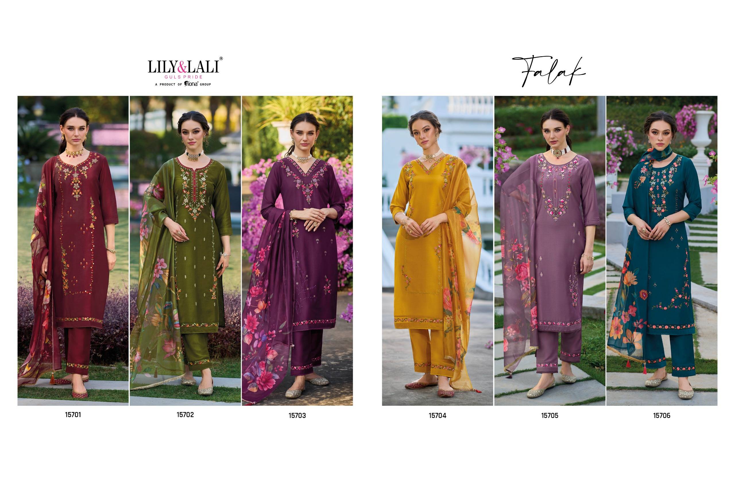 Falak By Lily And Lali 15701 To 15706 Series Beautiful Stylish Suits Fancy Colorful Casual Wear & Ethnic Wear & Ready To Wear Bemberg Silk Dresses At Wholesale Price