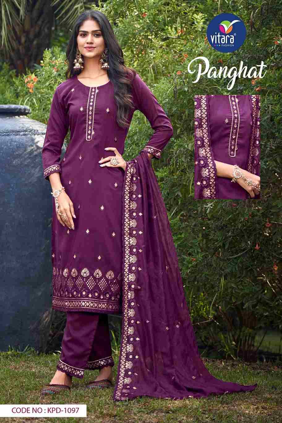 Panghat By Vitara 1097 To 1100 Series Beautiful Festive Suits Colorful Stylish Fancy Casual Wear & Ethnic Wear Pure Chinnon Embroidered Dresses At Wholesale Price