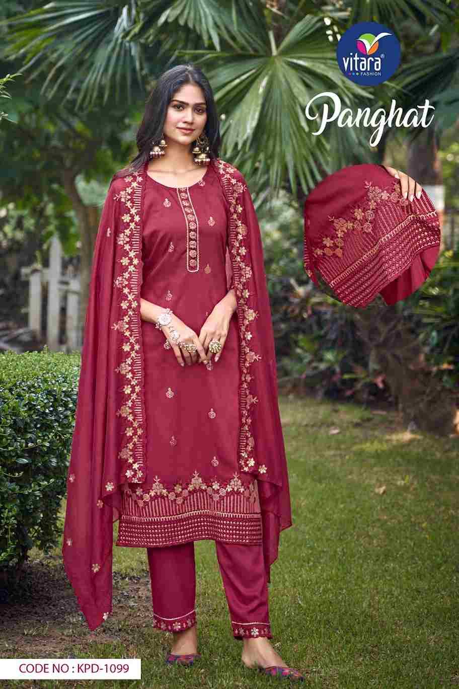Panghat By Vitara 1097 To 1100 Series Beautiful Festive Suits Colorful Stylish Fancy Casual Wear & Ethnic Wear Pure Chinnon Embroidered Dresses At Wholesale Price