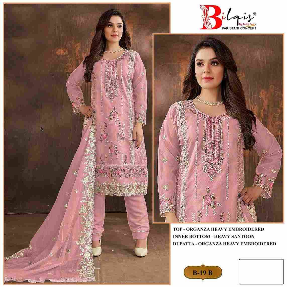 Bilqis 19 Colours By Bilqis 19-A To 19-D Series Beautiful Pakistani Suits Stylish Fancy Colorful Party Wear & Occasional Wear Organza Embroidery Dresses At Wholesale Price