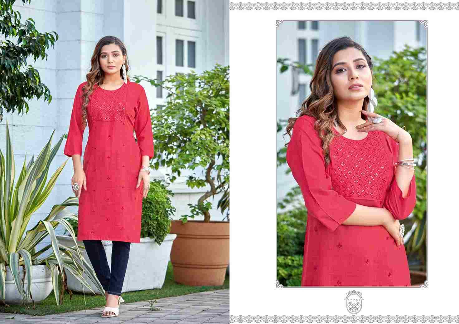 Priya By Kalaroop 13762 To 13769 Series Designer Stylish Fancy Colorful Beautiful Party Wear & Ethnic Wear Collection Heavy Rayon Embroidered Kurtis At Wholesale Price