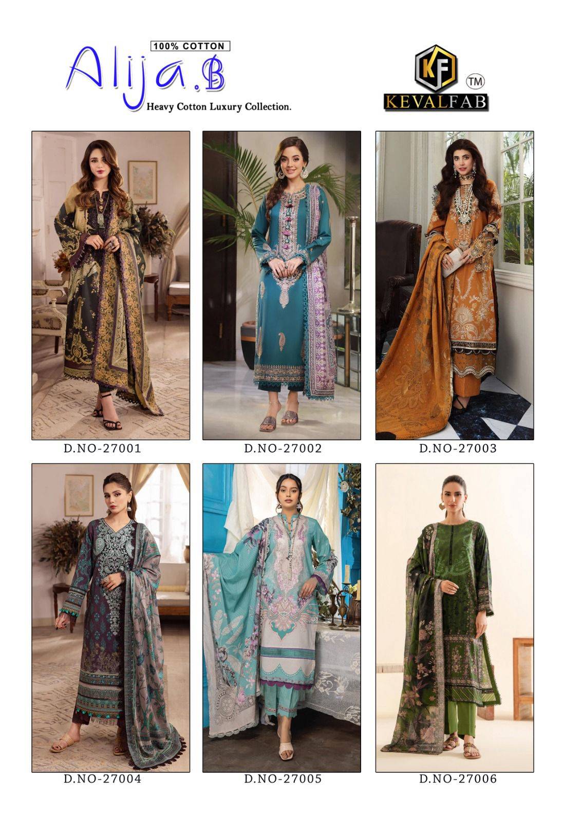 Alija.B Vol-27 By Keval Fab 27001 To 27006 Series Beautiful Stylish Festive Suits Fancy Colorful Casual Wear & Ethnic Wear & Ready To Wear Heavy Cotton Print Dresses At Wholesale Price