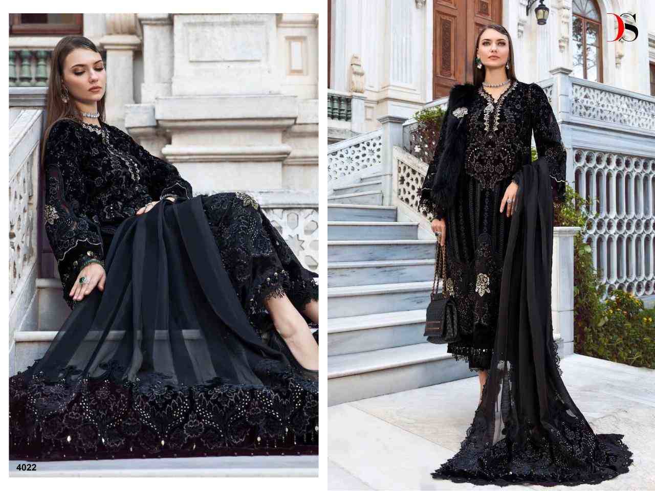 Maria.B. Embroidered Vol-2-24 By Deepsy Suits 4021 To 4024 Serie Wholesale Designer Pakistani Suits Collection Beautiful Stylish Fancy Colorful Party Wear & Occasional Wear Rayon Cotton Embroidered Dresses At Wholesale Price