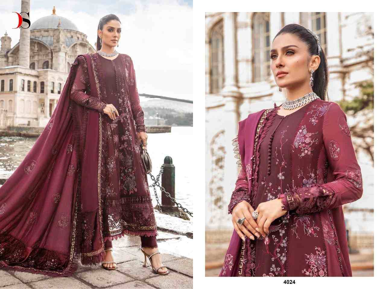Maria.B. Embroidered Vol-2-24 By Deepsy Suits 4021 To 4024 Serie Wholesale Designer Pakistani Suits Collection Beautiful Stylish Fancy Colorful Party Wear & Occasional Wear Rayon Cotton Embroidered Dresses At Wholesale Price
