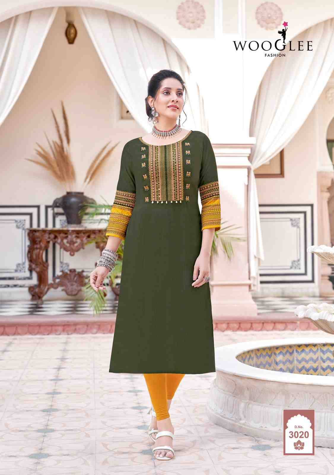 Salonee Vol-5 By Wooglee 3019 To 3024 Series Designer Stylish Fancy Colorful Beautiful Party Wear & Ethnic Wear Collection Heavy Rayon Kurtis At Wholesale Price