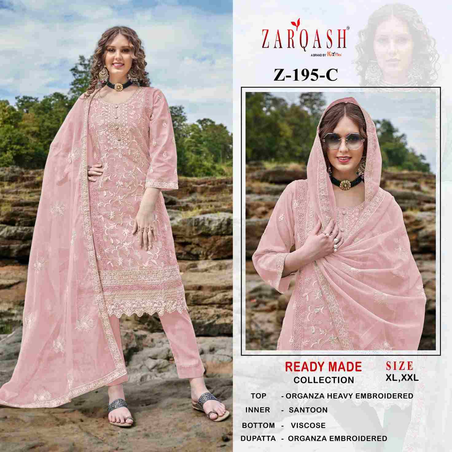 Zarqash Hit Design Z-195 Colours By Zarqash Z-195-A To Z-195-D Series Beautiful Pakistani Suits Colorful Stylish Fancy Casual Wear & Ethnic Wear Organza Dresses At Wholesale Price