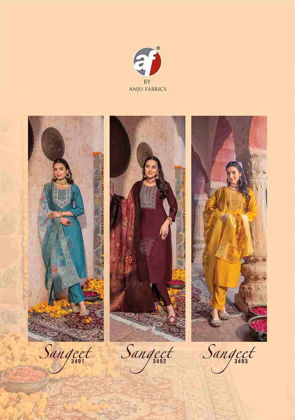 Sangeet Vol-5 By Anju Fabrics 3491 To 3496 Series Designer Festive Suits Collection Beautiful Stylish Fancy Colorful Party Wear & Occasional Wear Pure Viscose Modal Dresses At Wholesale Price