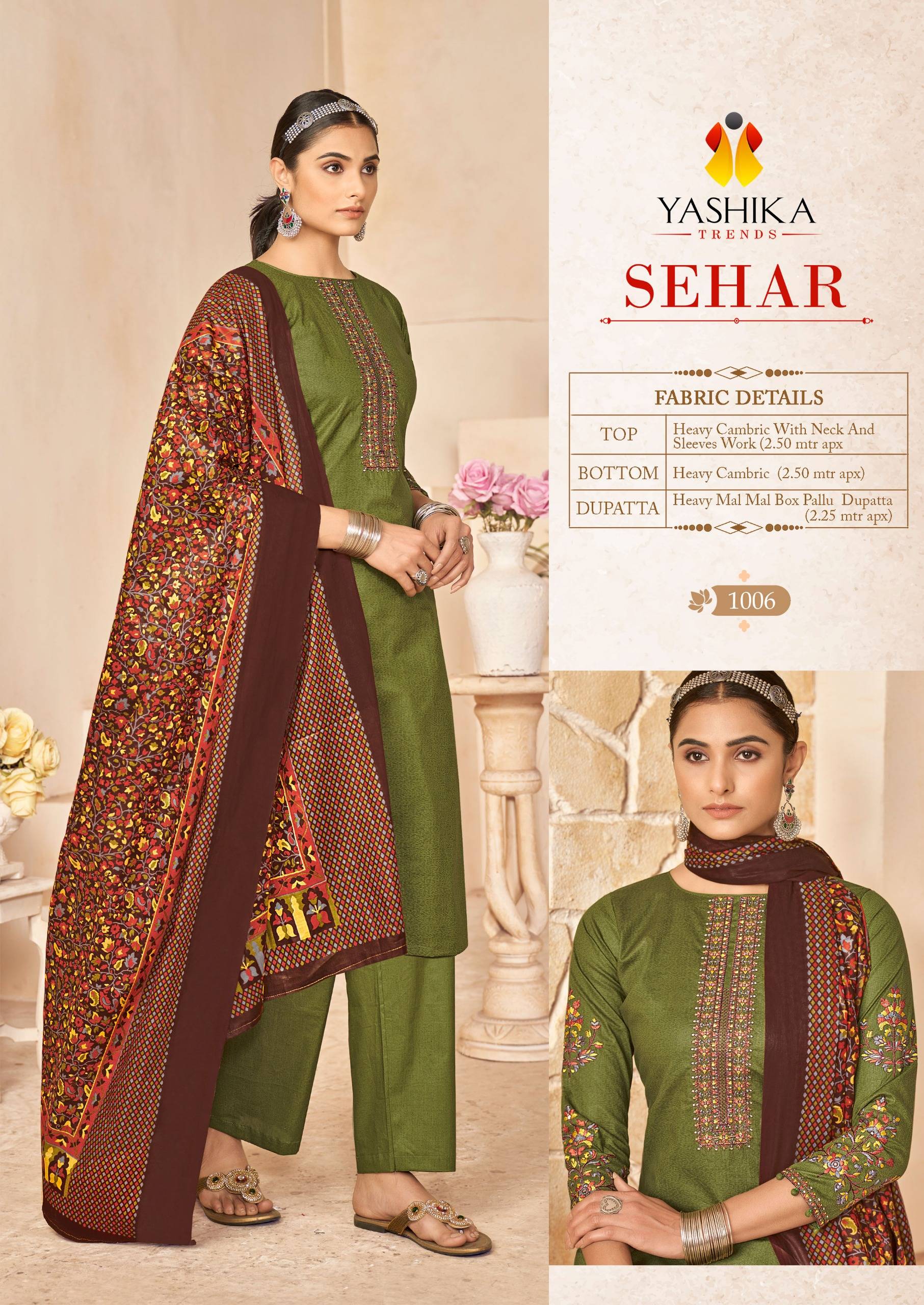 Sehar By Yashika Trends 1001 To 1008 Series Beautiful Stylish Suits Fancy Colorful Casual Wear & Ethnic Wear & Ready To Wear Heavy Cotton Dresses At Wholesale Price