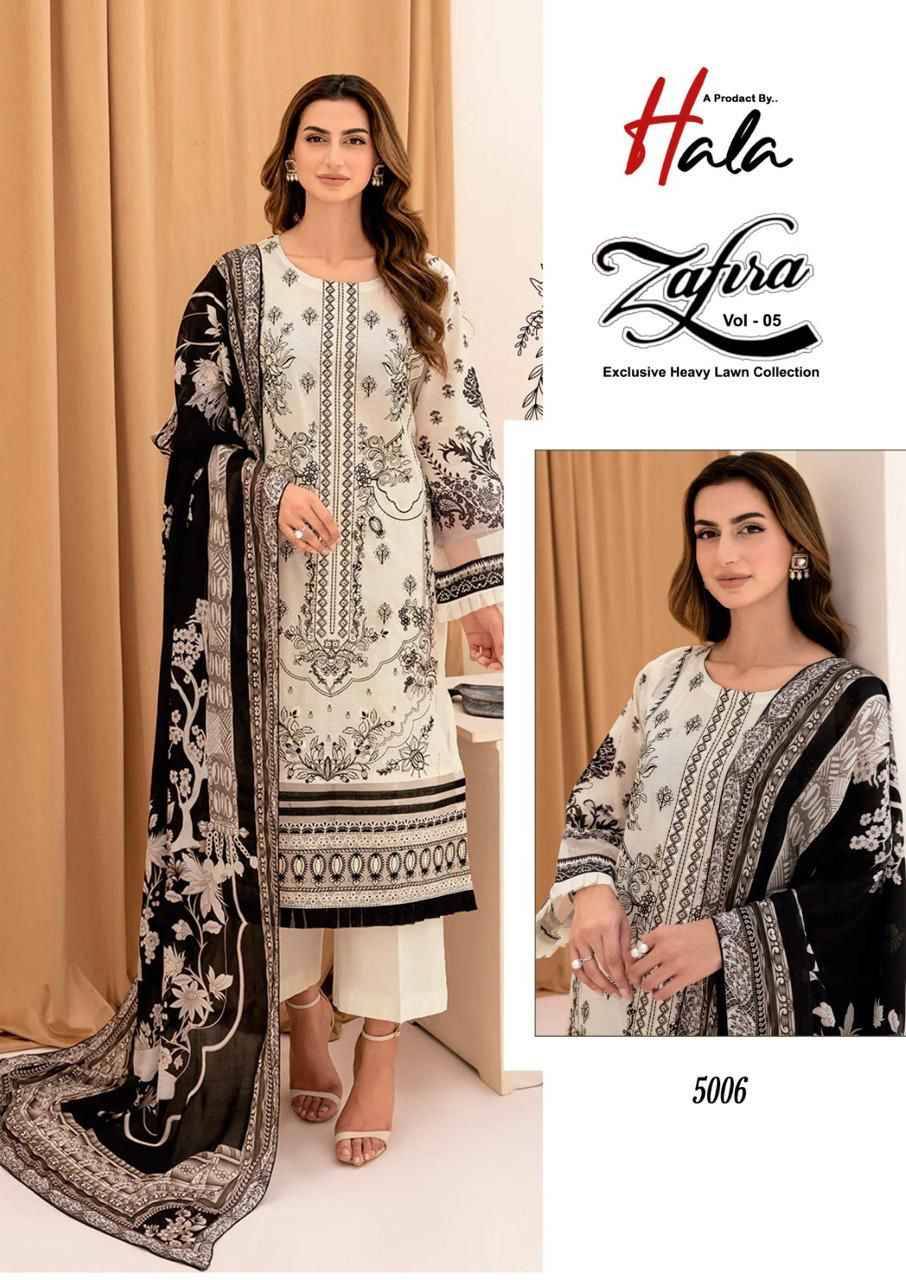 Zafira Vol-5 By Hala 5001 To 5006 Series Beautiful Festive Suits Stylish Fancy Colorful Casual Wear & Ethnic Wear Lawn Cotton Print Dresses At Wholesale Price