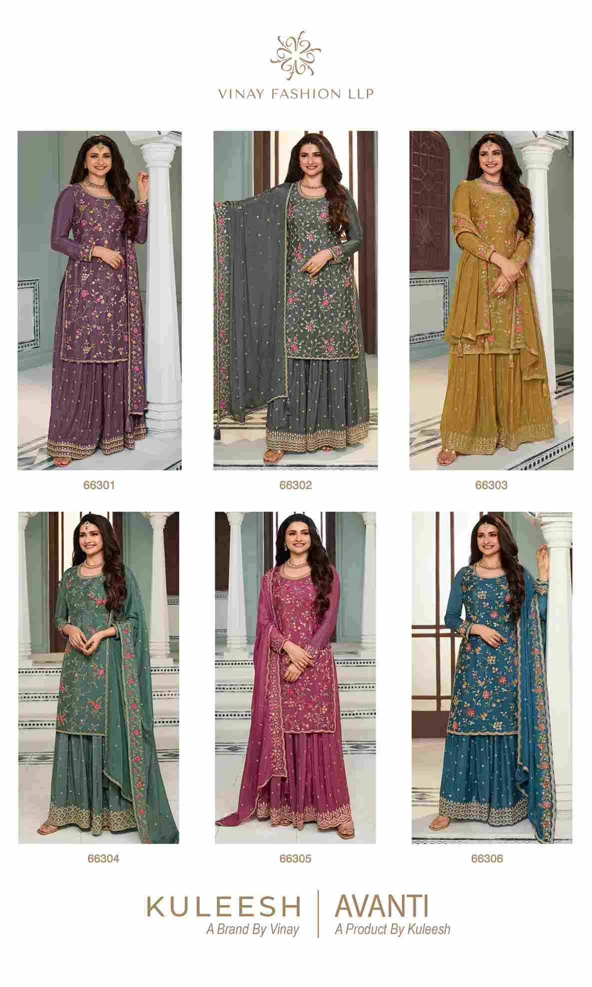 Avanti By Vinay Fashion 66301 To 66306 Series Beautiful Stylish Festive Suits Fancy Colorful Casual Wear & Ethnic Wear & Ready To Wear Chinnon Dresses At Wholesale Price