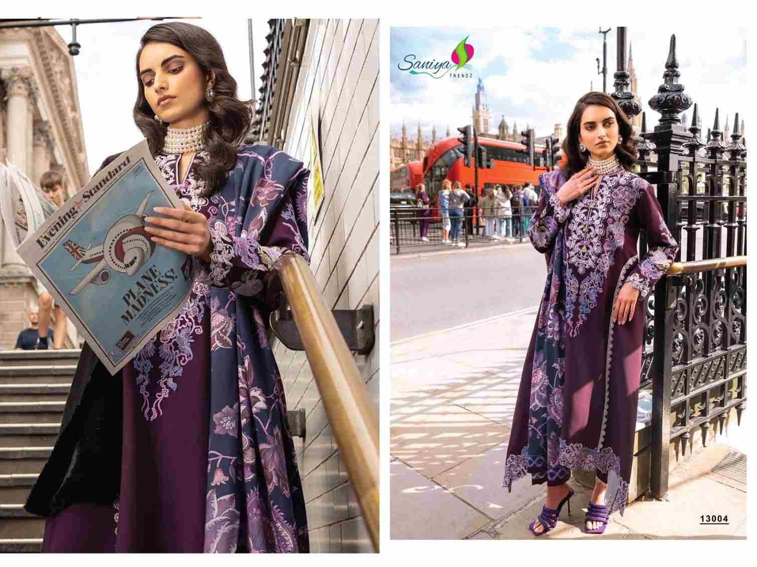 Chikankari Vol-13 By Saniya Trendz 13001 To 13006 Series Designer Pakistani Suits Beautiful Fancy Stylish Colorful Party Wear & Occasional Wear Cotton Embroidered Dresses At Wholesale Price