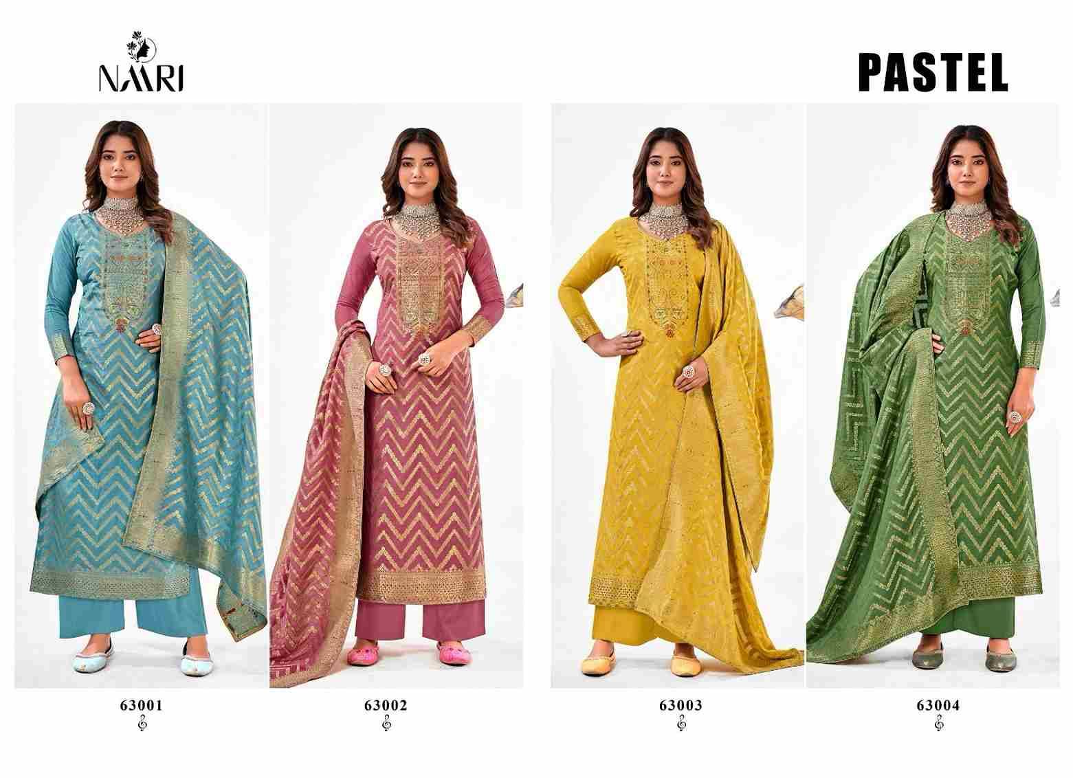 Pastel By Naari 63001 To 63004 Series Beautiful Festive Suits Colorful Stylish Fancy Casual Wear & Ethnic Wear Muslin Viscose Jacquard Dresses At Wholesale Price