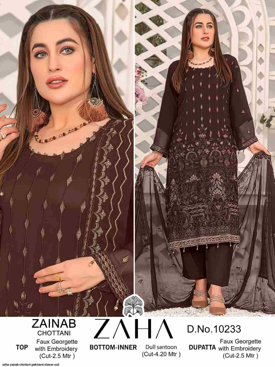 Zainab Chottani By Zaha 10233 To 10235 Series Beautiful Pakistani Suits Colorful Stylish Fancy Casual Wear & Ethnic Wear Faux Georgette Dresses At Wholesale Price