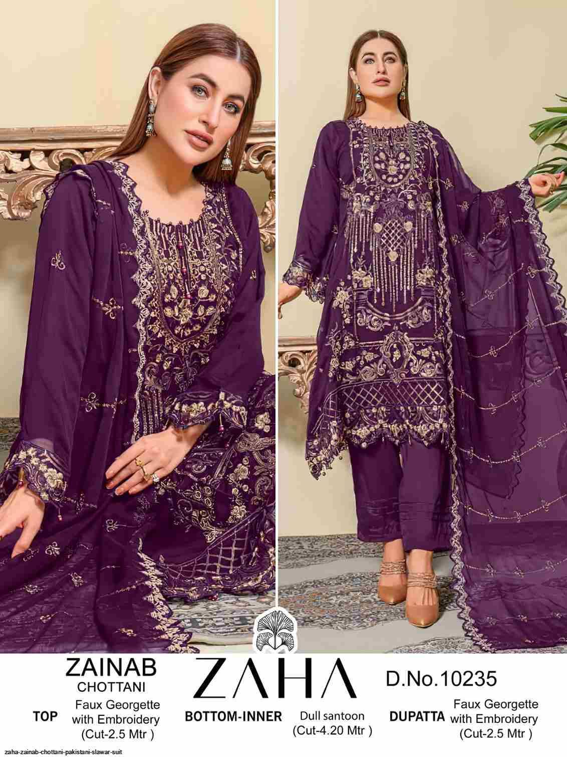 Zainab Chottani By Zaha 10233 To 10235 Series Beautiful Pakistani Suits Colorful Stylish Fancy Casual Wear & Ethnic Wear Faux Georgette Dresses At Wholesale Price