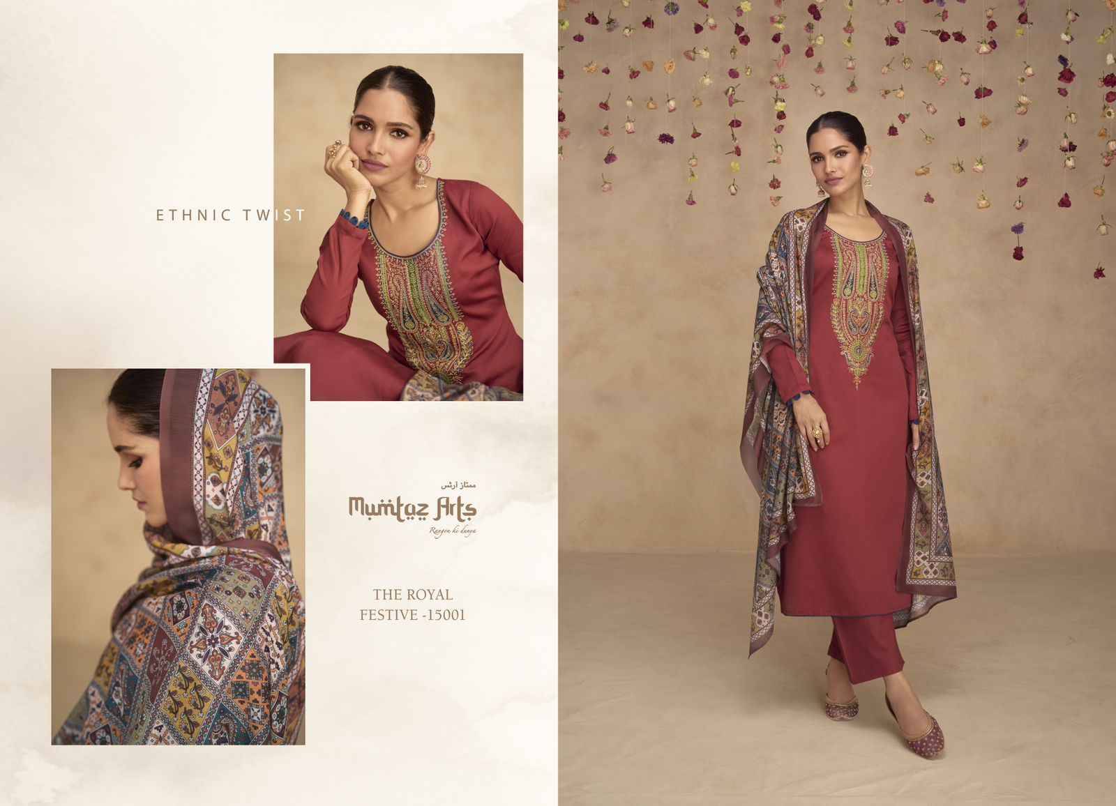 The Royal Festive By Mumtaz Arts 15001 To 15007 Series Beautiful Festive Suits Colorful Stylish Fancy Casual Wear & Ethnic Wear Pure Jam Satin Print With Work Dresses At Wholesale Price