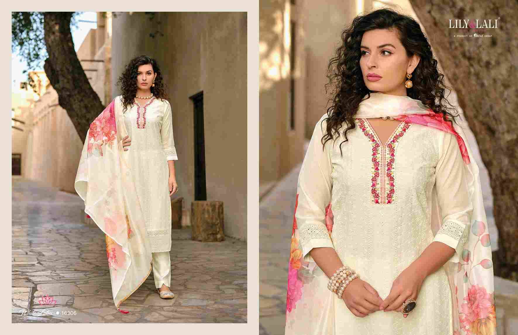 White Lotus By Lily And Lali 16301 To 16306 Series Beautiful Festive Suits Colorful Stylish Fancy Casual Wear & Ethnic Wear Chanderi Silk Dresses At Wholesale Price