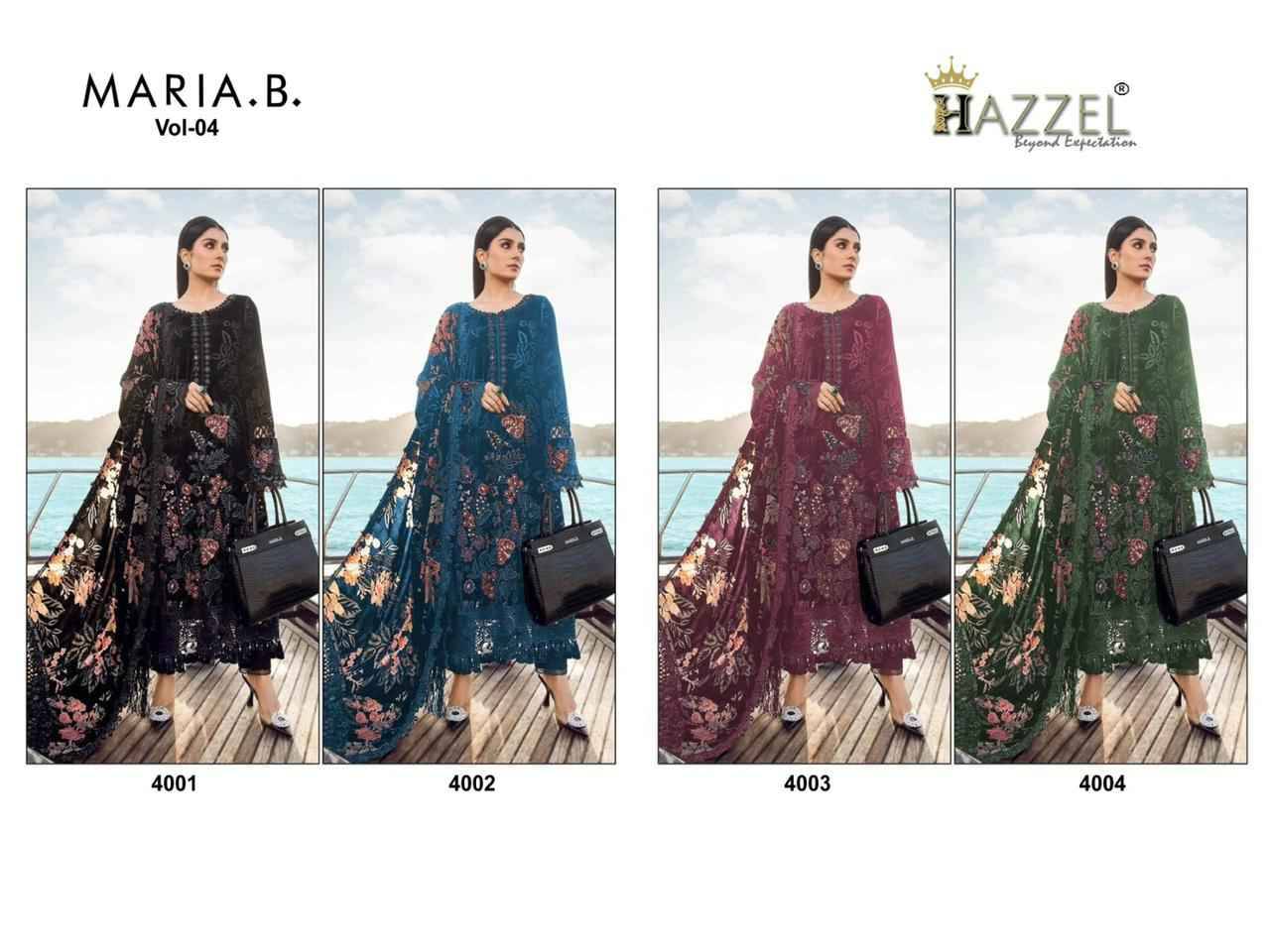 Maria.B. Vol-4 By Hazzel 4001 To 4004 Series Pakistani Suits Beautiful Fancy Colorful Stylish Party Wear & Occasional Wear Rayon Cotton With Embroidery Dresses At Wholesale Price
