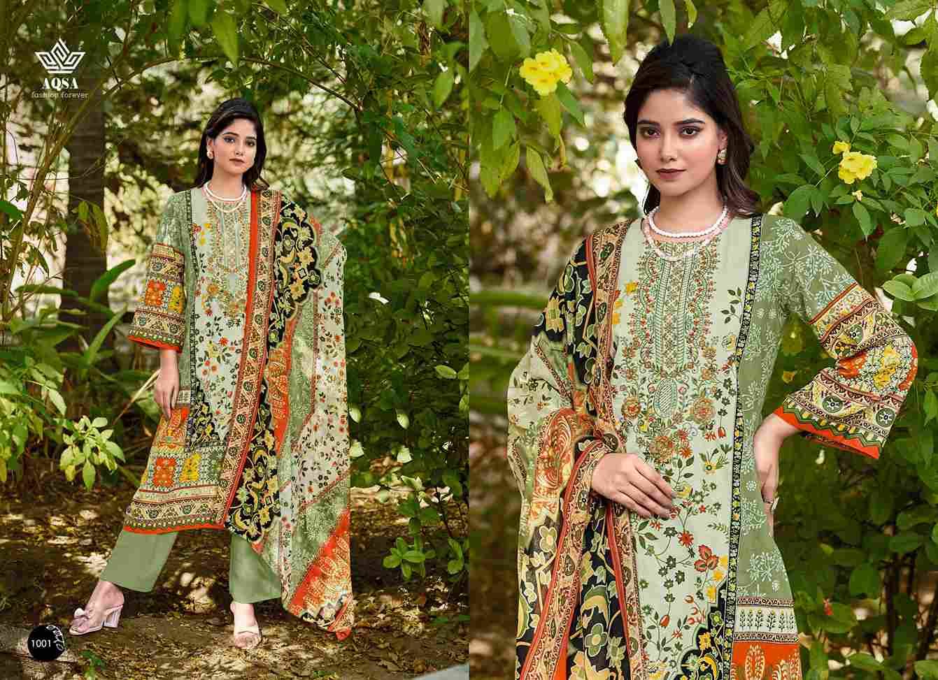 Jashn By Aqsa 1001 To 1006 Series Beautiful Festive Suits Stylish Fancy Colorful Casual Wear & Ethnic Wear Cambric Cotton Print Dresses At Wholesale Price
