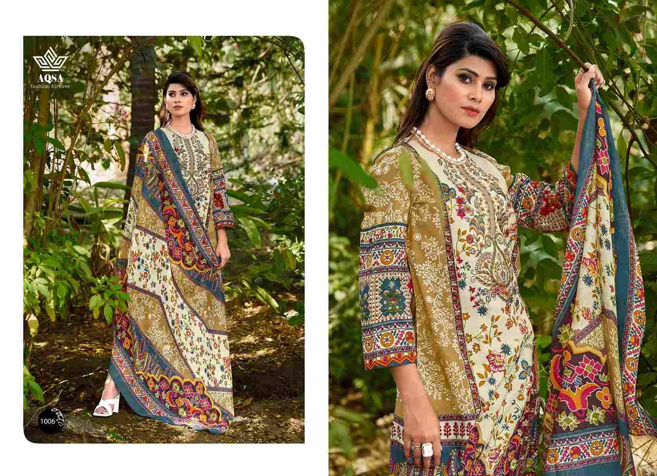 Jashn By Aqsa 1001 To 1006 Series Beautiful Festive Suits Stylish Fancy Colorful Casual Wear & Ethnic Wear Cambric Cotton Print Dresses At Wholesale Price