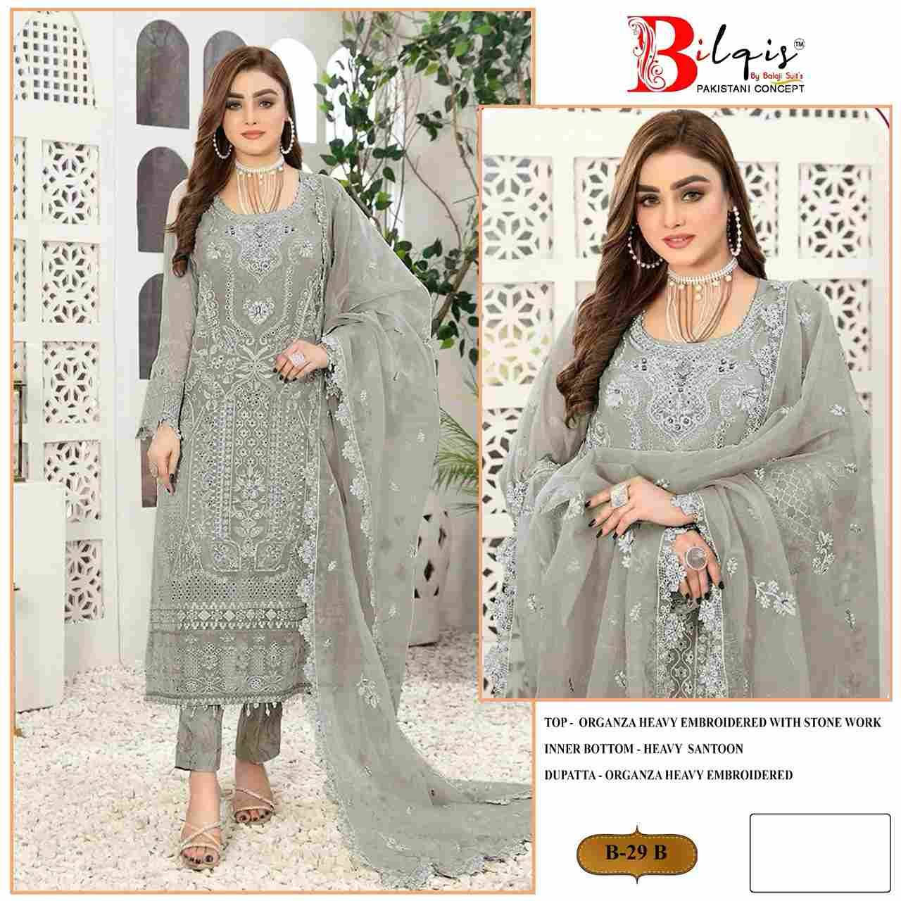 Bilqis 29 Colours By Bilqis 29-A To 29-D Series Beautiful Pakistani Suits Stylish Fancy Colorful Party Wear & Occasional Wear Organza Embroidery Dresses At Wholesale Price