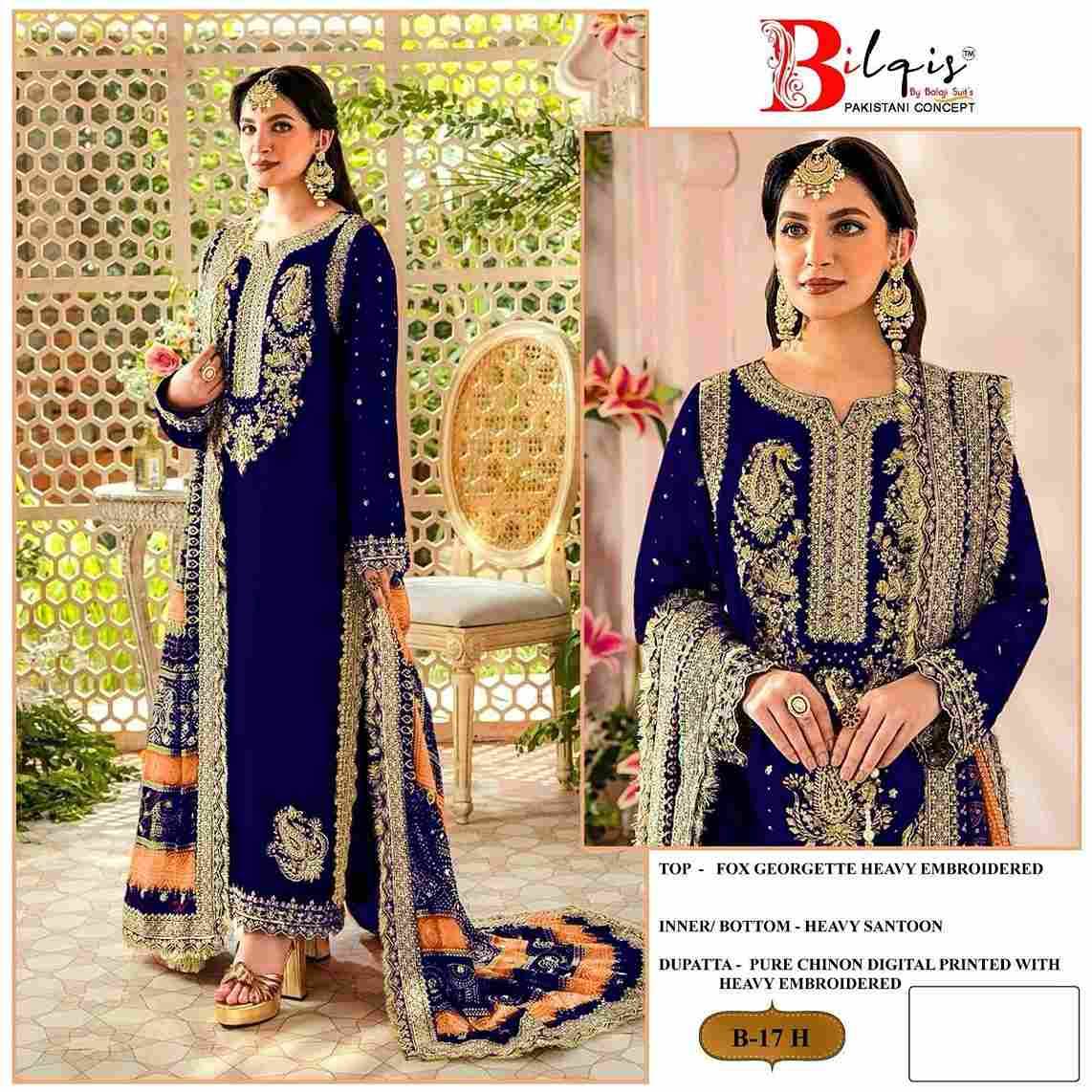 Bilqis 17 Colours Vol-2 By Bilqis 17-E To 17-H Series Beautiful Pakistani Suits Stylish Fancy Colorful Party Wear & Occasional Wear Faux Georgette Embroidery Dresses At Wholesale Price