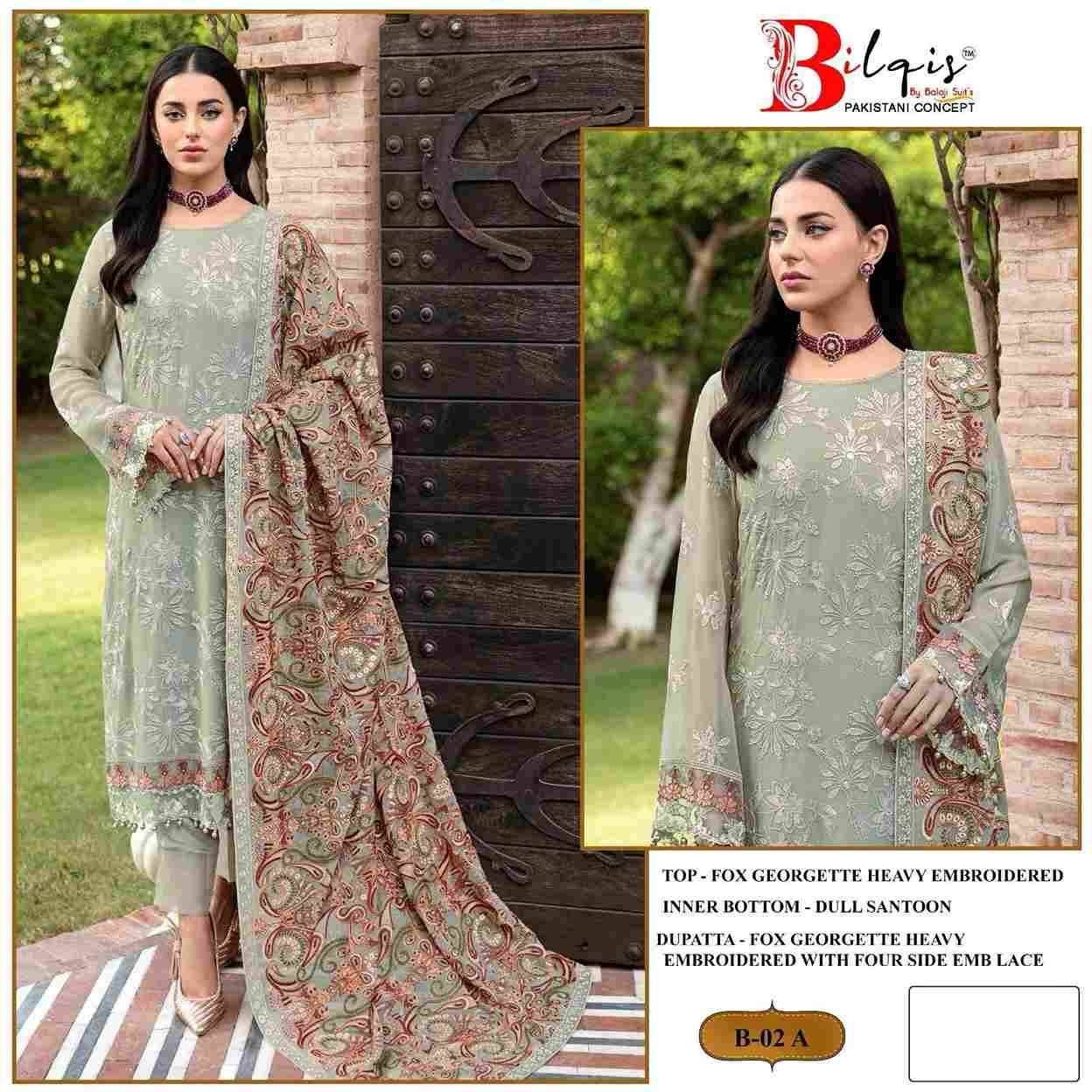 Bilqis 02 Colours By Bilqis 02-A To 02-D Beautiful Pakistani Suits Colorful Stylish Fancy Casual Wear & Ethnic Wear Faux Georgette Embroidered Dresses At Wholesale Price