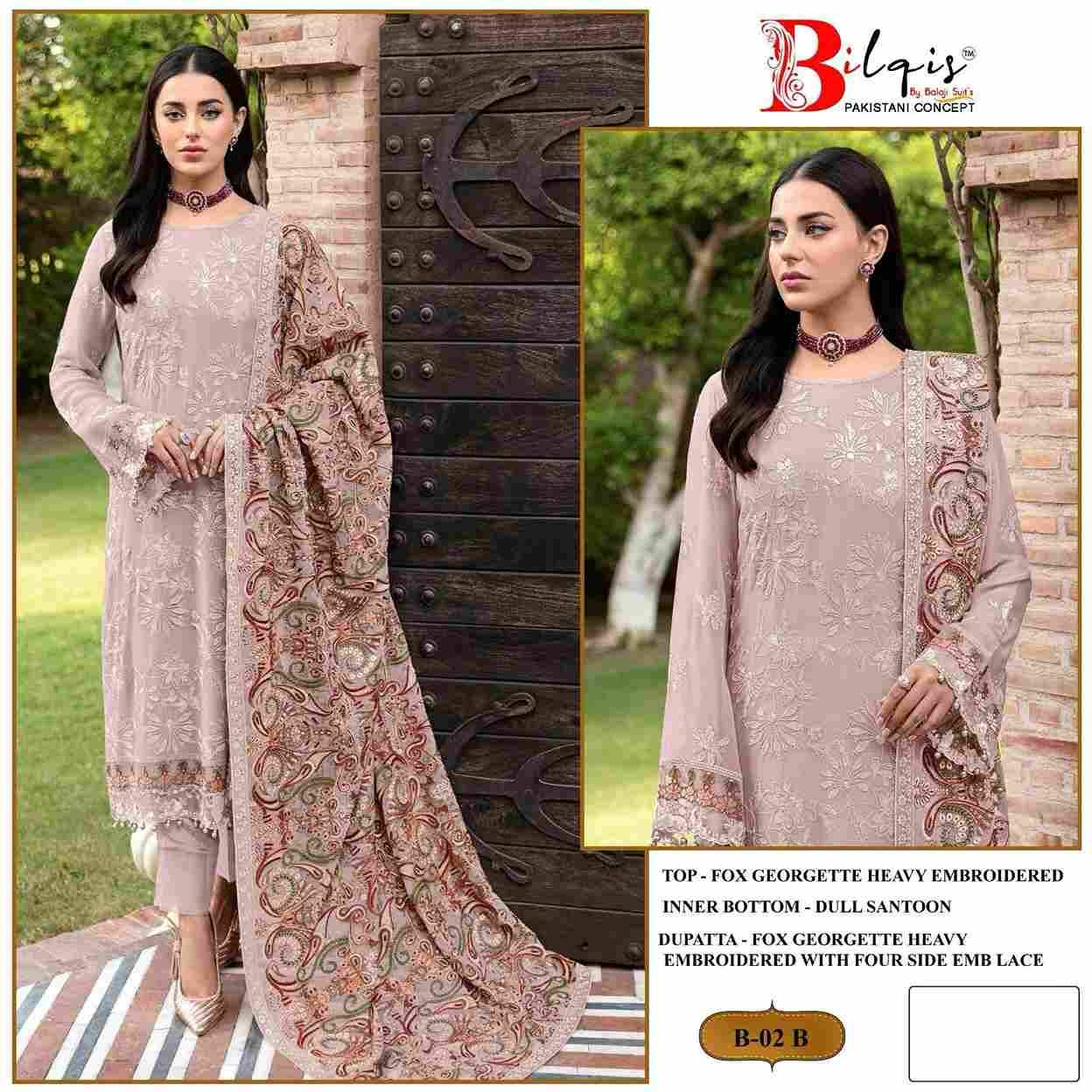 Bilqis 02 Colours By Bilqis 02-A To 02-D Beautiful Pakistani Suits Colorful Stylish Fancy Casual Wear & Ethnic Wear Faux Georgette Embroidered Dresses At Wholesale Price