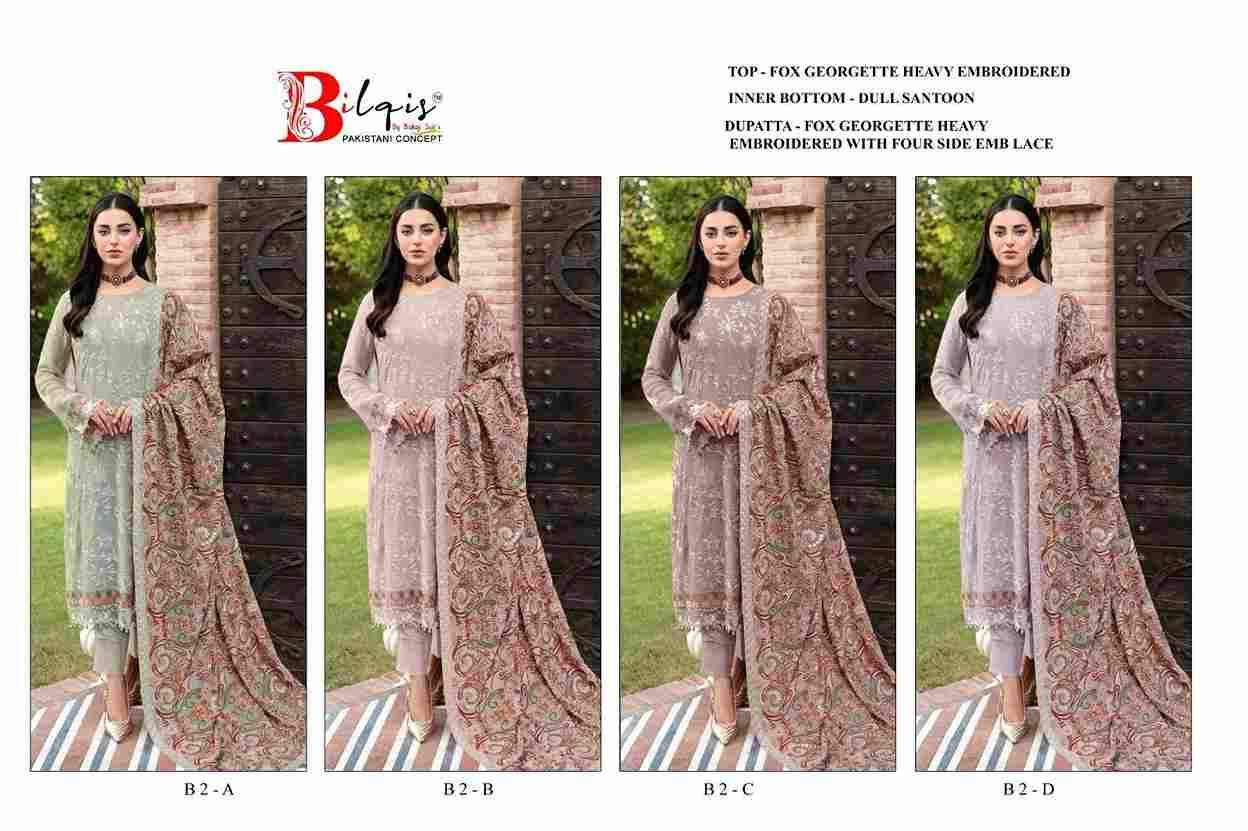 Bilqis 02 Colours By Bilqis 02-A To 02-D Beautiful Pakistani Suits Colorful Stylish Fancy Casual Wear & Ethnic Wear Faux Georgette Embroidered Dresses At Wholesale Price