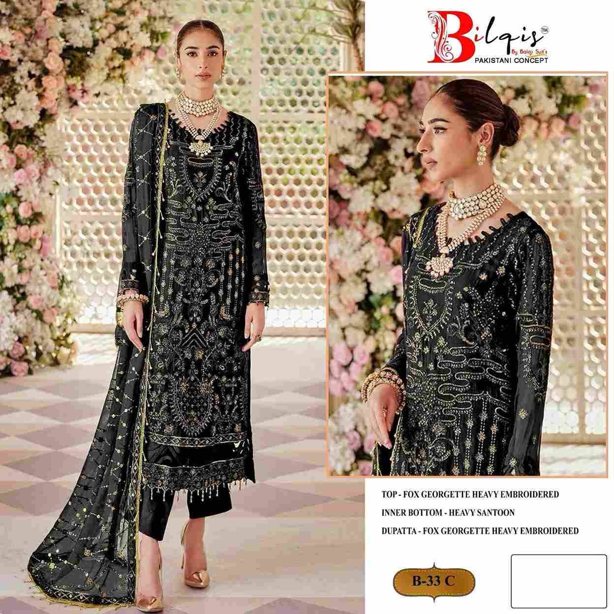 Bilqis 33 Colours By Bilqis 33-A To 33-D Series Beautiful Pakistani Suits Stylish Fancy Colorful Party Wear & Occasional Wear Faux Georgette Embroidery Dresses At Wholesale Price