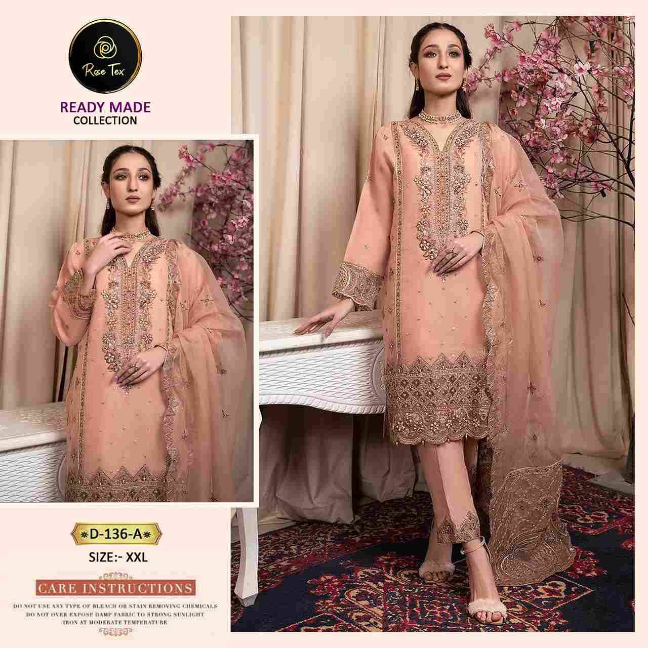 Rose Tex 136 Colours By Rose Tex 136-A To 136-D Series Beautiful Stylish Pakistani Suits Fancy Colorful Casual Wear & Ethnic Wear & Ready To Wear Pure Organza Dresses At Wholesale Price