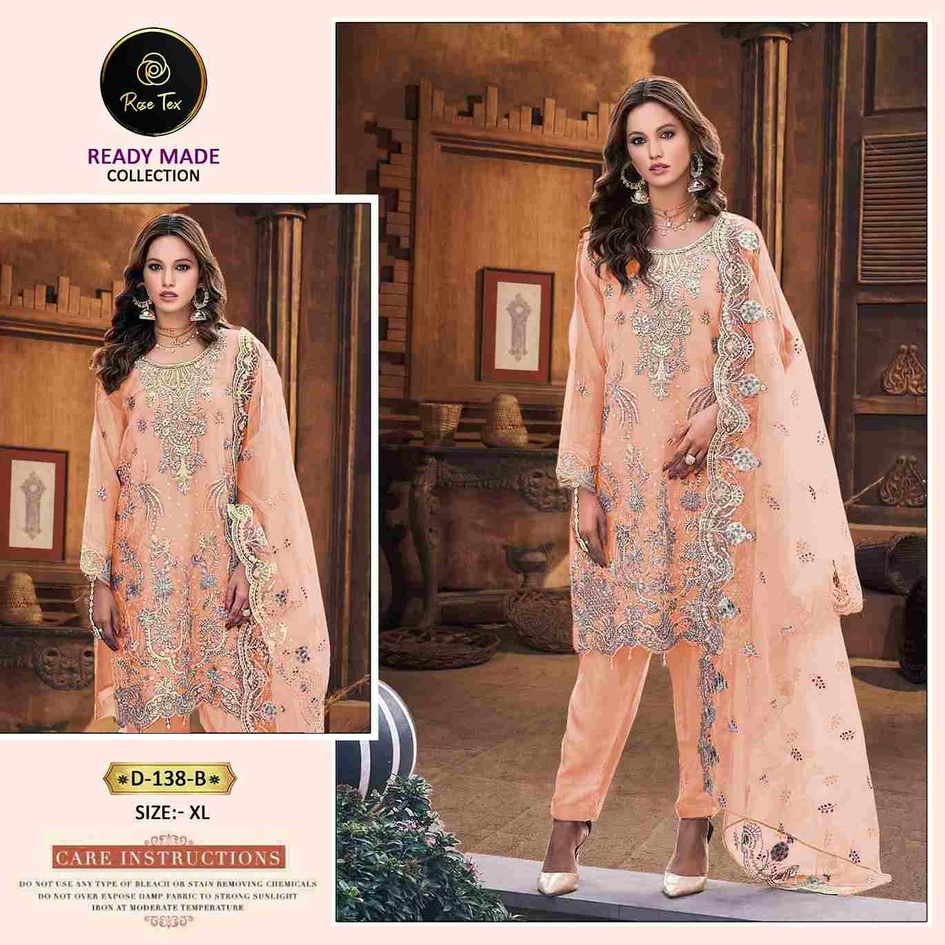Rose Tex 138 Colours By Rose Tex 138-A To 138-D Series Beautiful Stylish Pakistani Suits Fancy Colorful Casual Wear & Ethnic Wear & Ready To Wear Pure Organza Dresses At Wholesale Price
