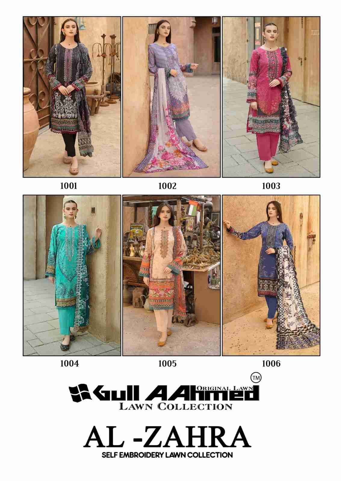 Al-Zahra By Gull Aahmed 1001 To 1006 Series Beautiful Festive Suits Stylish Fancy Colorful Casual Wear & Ethnic Wear Pure Lawn Embroidered Dresses At Wholesale Price