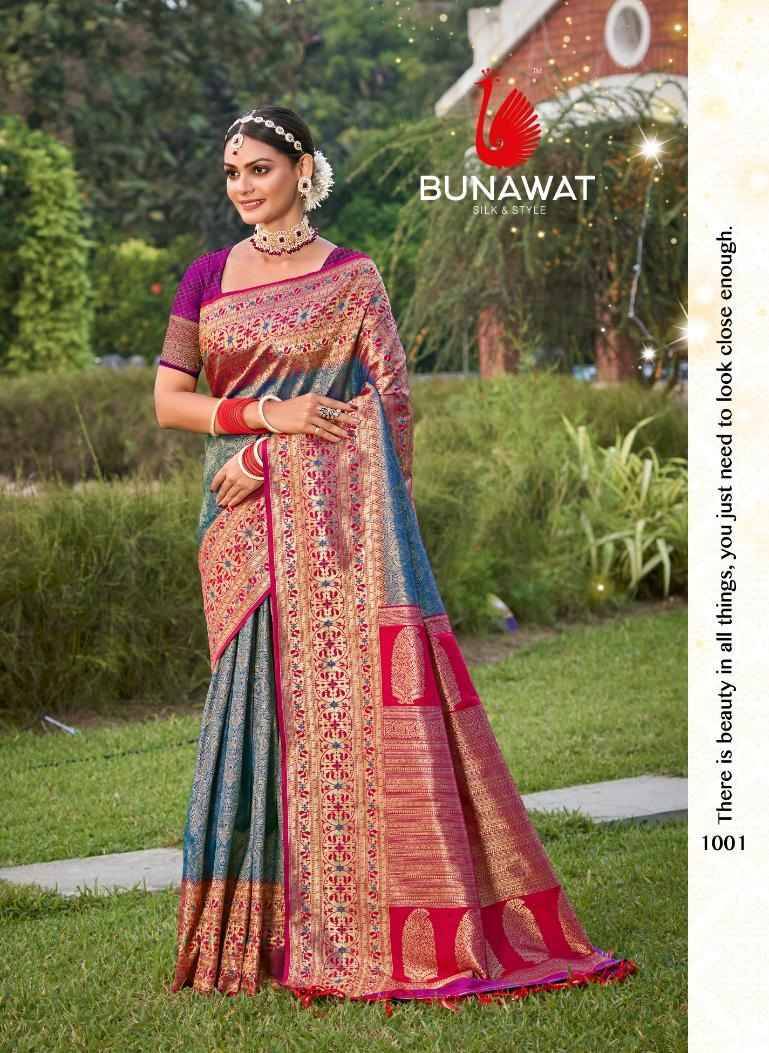 Gauri Priya By Bunawat 1001 To 1006 Series Indian Traditional Wear Collection Beautiful Stylish Fancy Colorful Party Wear & Occasional Wear Pure Silk Sarees At Wholesale Price