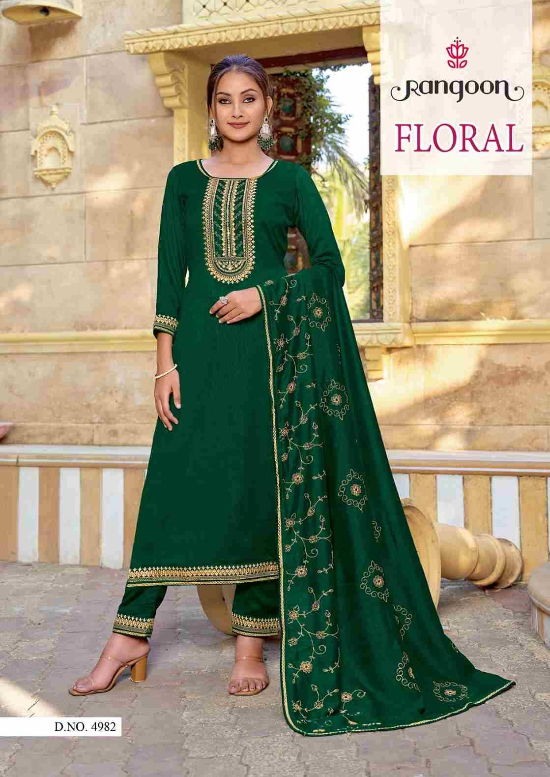 Floral By Rangoon 4981 To 4986 Series Beautiful Stylish Festive Suits Fancy Colorful Casual Wear & Ethnic Wear & Ready To Wear Silk Dresses At Wholesale Price