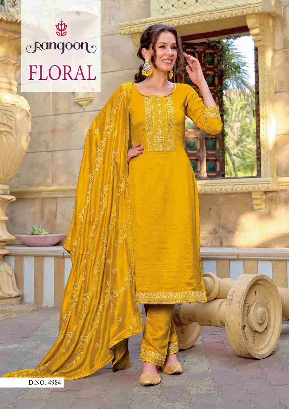 Floral By Rangoon 4981 To 4986 Series Beautiful Stylish Festive Suits Fancy Colorful Casual Wear & Ethnic Wear & Ready To Wear Silk Dresses At Wholesale Price