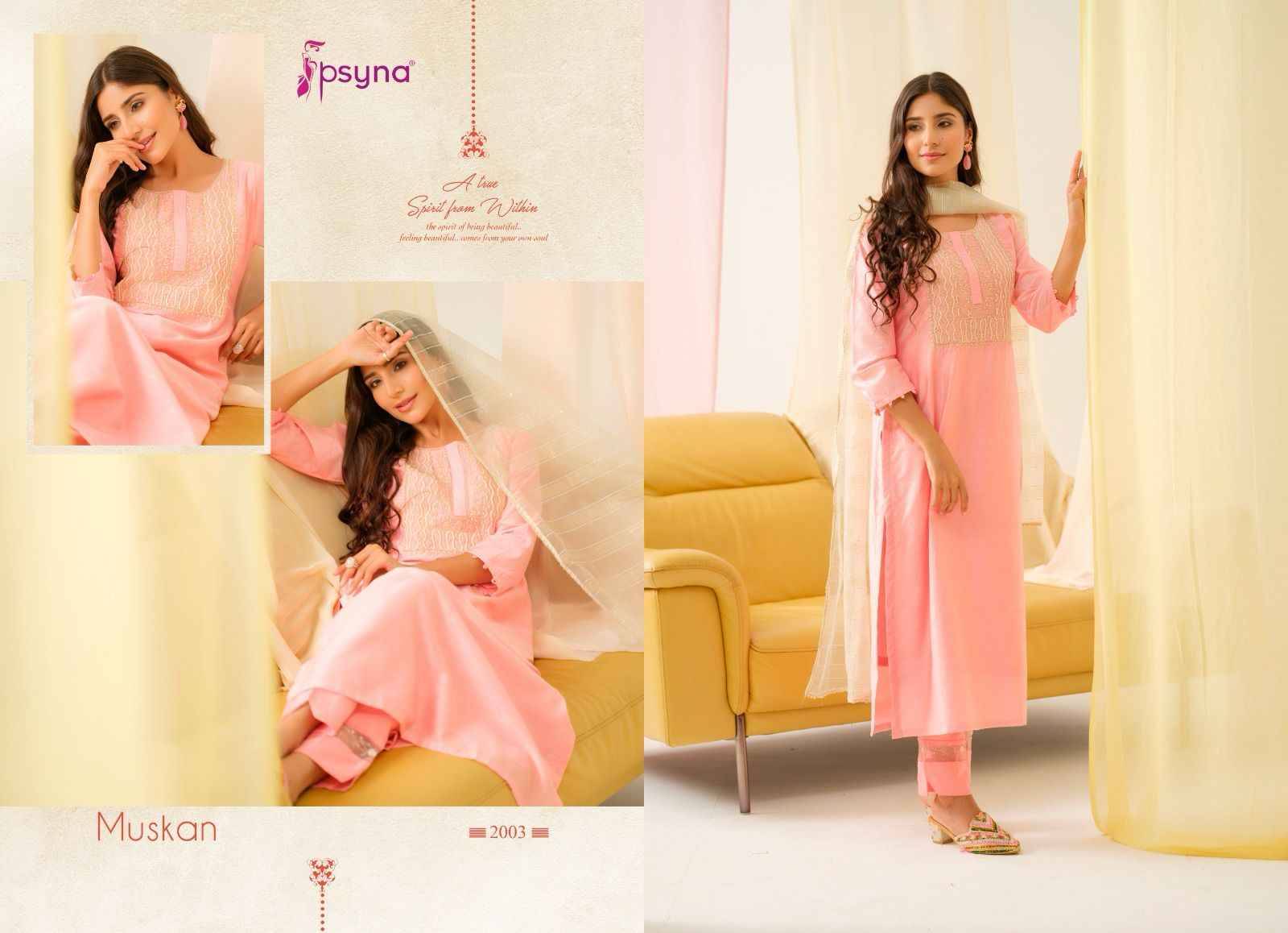 Muskan Vol-2 By Psyna 2001 To 2006 Series Beautiful Festive Suits Colorful Stylish Fancy Casual Wear & Ethnic Wear Viscose Chanderi Dresses At Wholesale Price