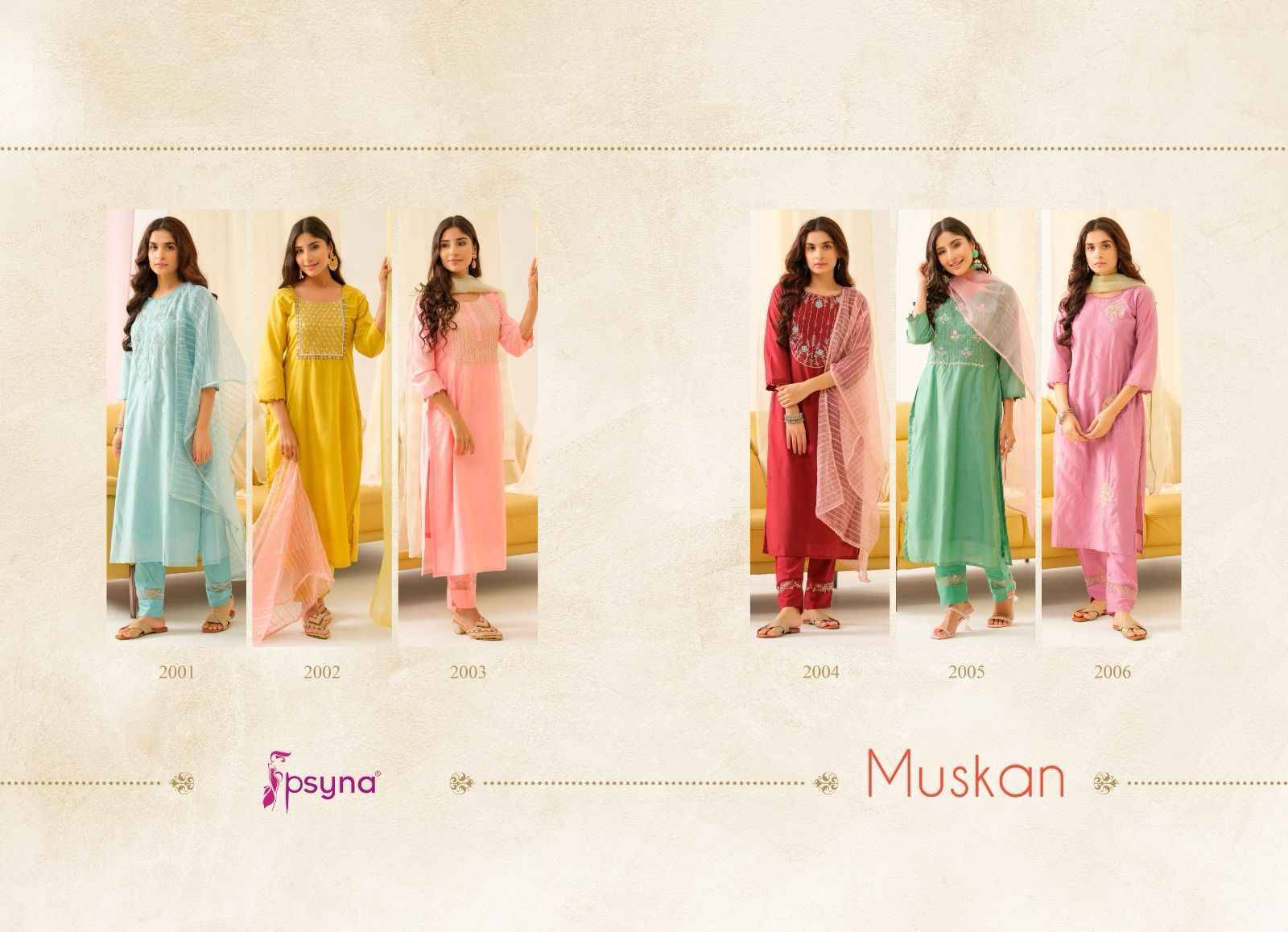 Muskan Vol-2 By Psyna 2001 To 2006 Series Beautiful Festive Suits Colorful Stylish Fancy Casual Wear & Ethnic Wear Viscose Chanderi Dresses At Wholesale Price
