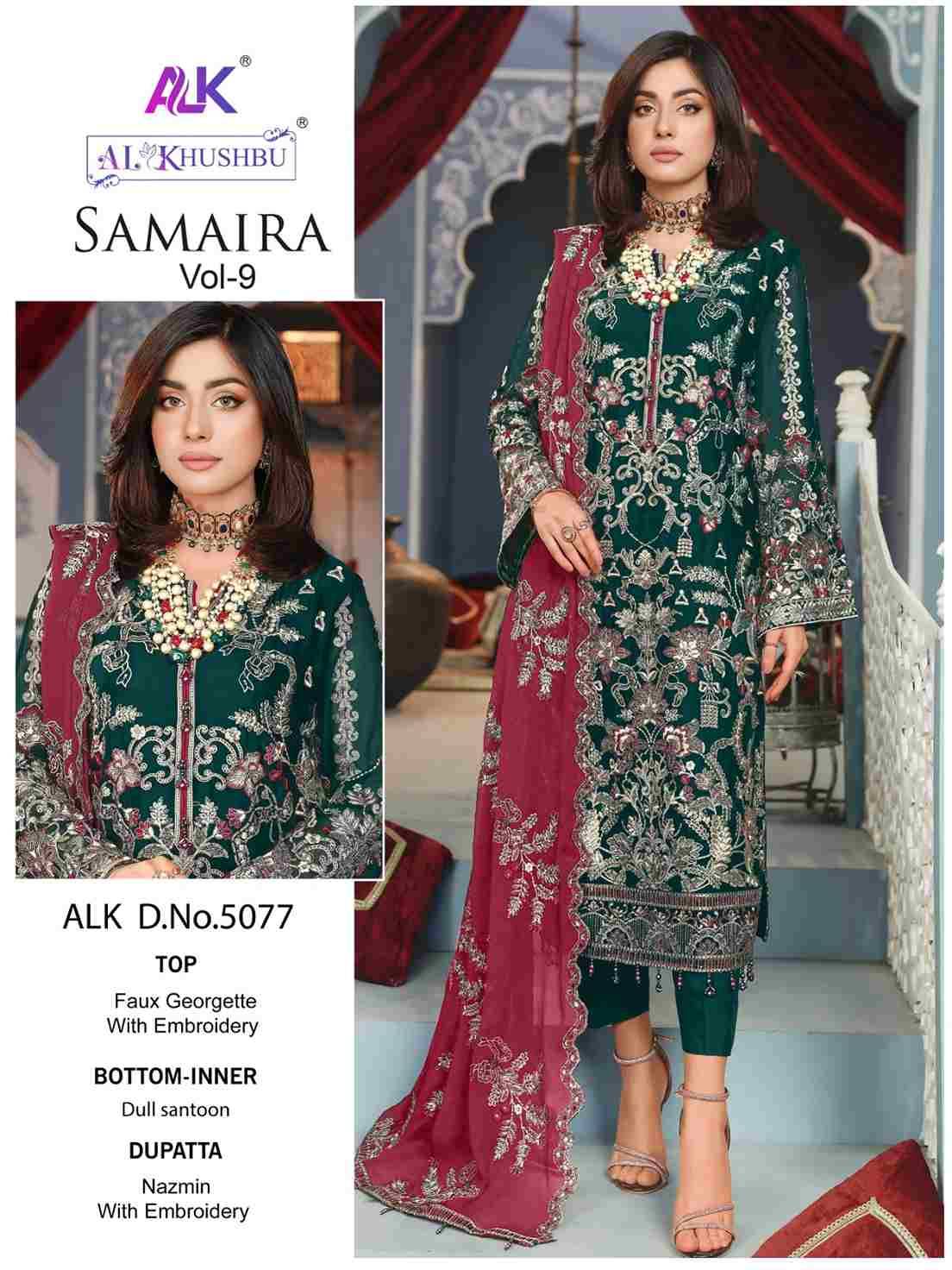 Samaira Vol-9 By Al Khushbu 5075 To 5077 Series Designer Pakistani Suits Beautiful Stylish Fancy Colorful Party Wear & Occasional Wear Faux Georgette With Embroidery Dresses At Wholesale Price