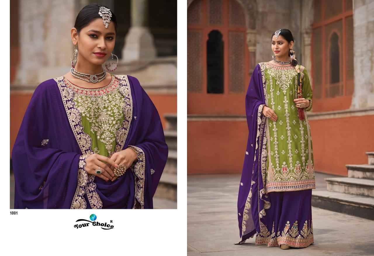 Glory By Your Choice 1001 To 1004 Series Beautiful Sharara Suits Colorful Stylish Fancy Casual Wear & Ethnic Wear Pure Chinnon Dresses At Wholesale Price