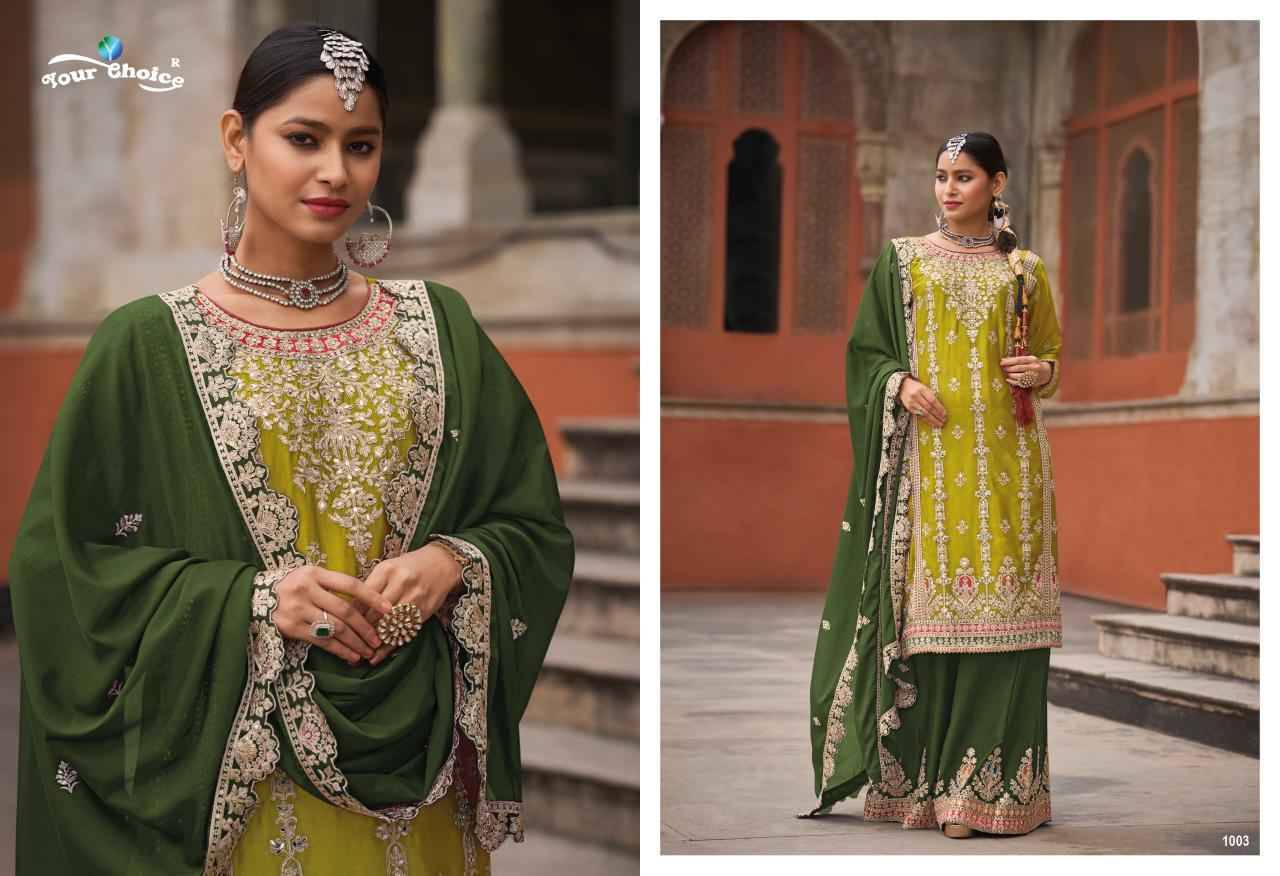 Glory By Your Choice 1001 To 1004 Series Beautiful Sharara Suits Colorful Stylish Fancy Casual Wear & Ethnic Wear Pure Chinnon Dresses At Wholesale Price