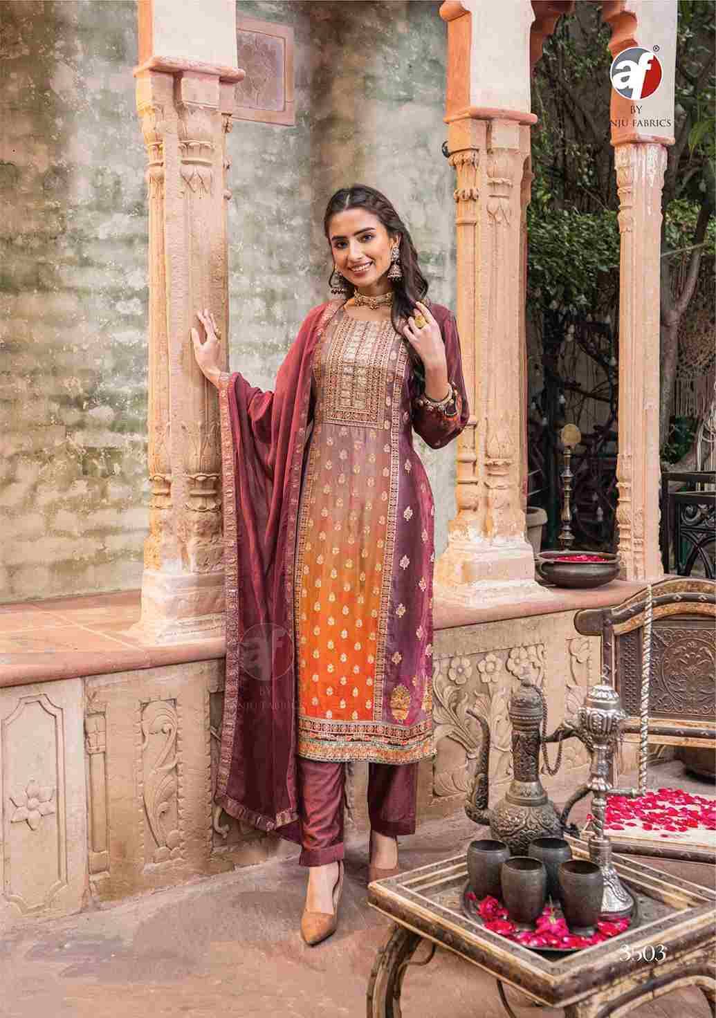 Fiza By Anju Fabrics 3501 To 3505 Series Designer Festive Suits Collection Beautiful Stylish Fancy Colorful Party Wear & Occasional Wear Pure Crepe Dresses At Wholesale Price