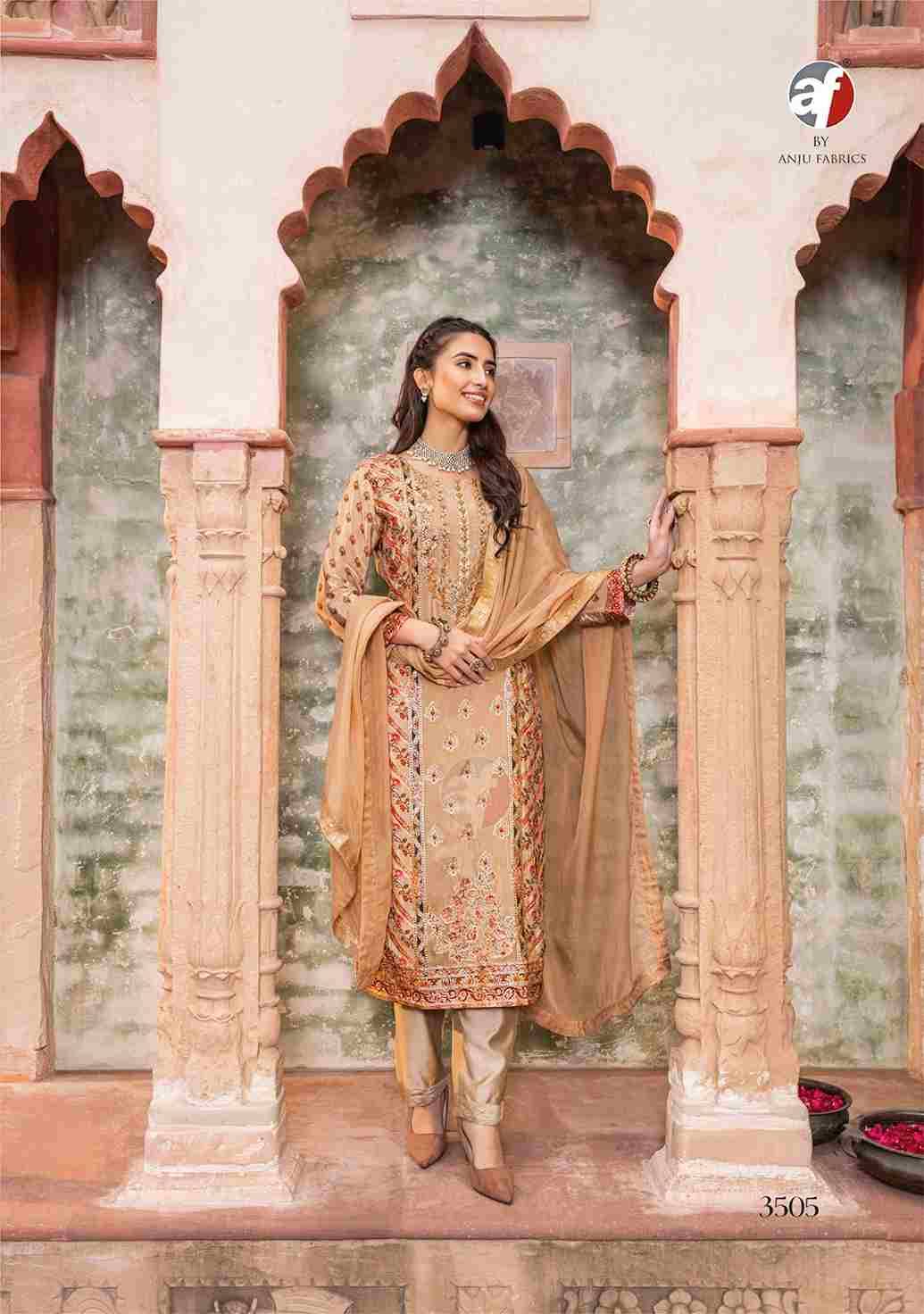 Fiza By Anju Fabrics 3501 To 3505 Series Designer Festive Suits Collection Beautiful Stylish Fancy Colorful Party Wear & Occasional Wear Pure Crepe Dresses At Wholesale Price