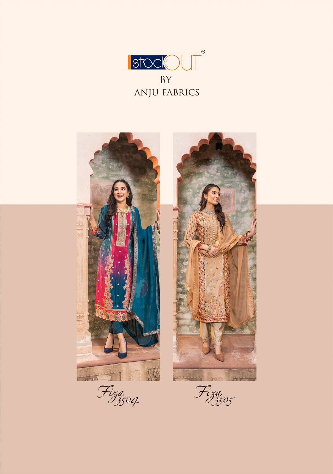 Fiza By Anju Fabrics 3501 To 3505 Series Designer Festive Suits Collection Beautiful Stylish Fancy Colorful Party Wear & Occasional Wear Pure Crepe Dresses At Wholesale Price