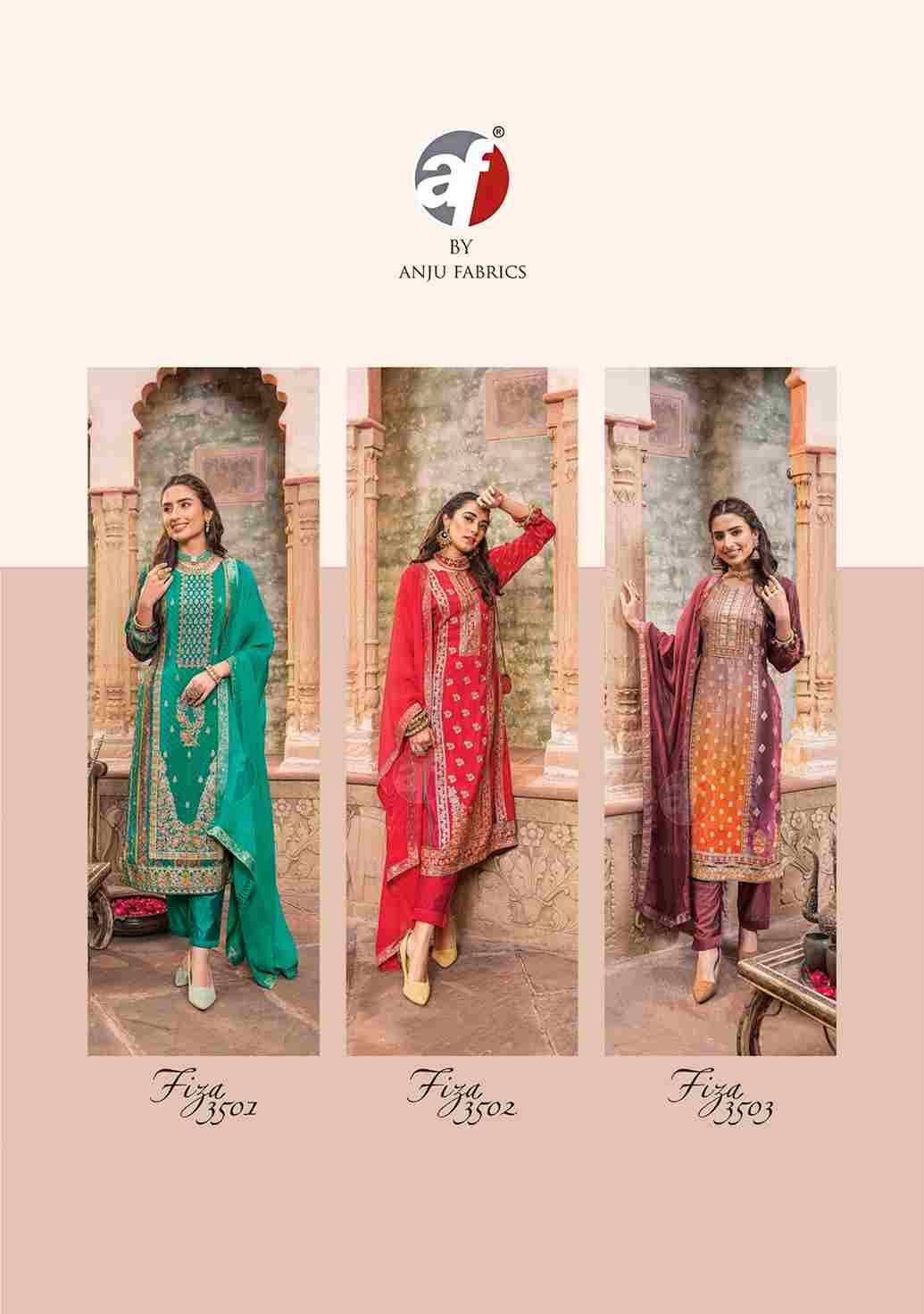 Fiza By Anju Fabrics 3501 To 3505 Series Designer Festive Suits Collection Beautiful Stylish Fancy Colorful Party Wear & Occasional Wear Pure Crepe Dresses At Wholesale Price
