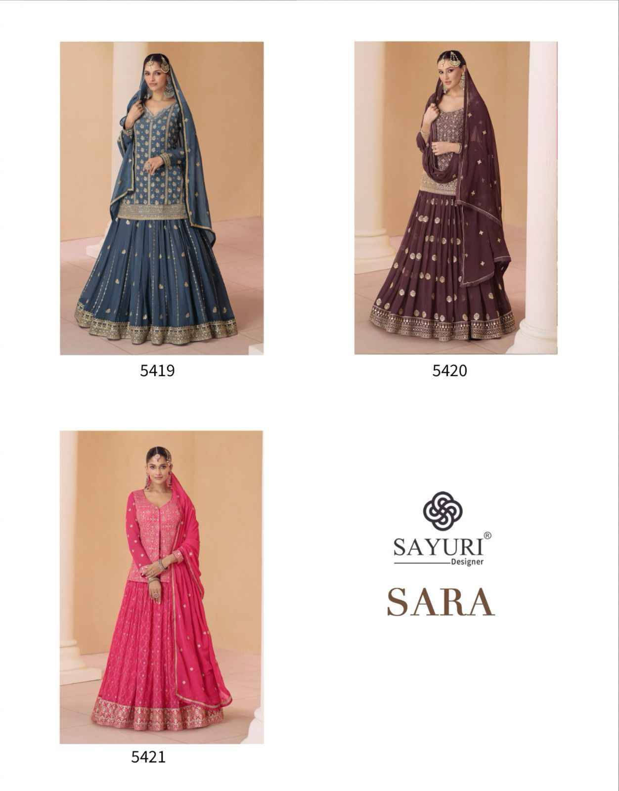 Sara By Sayuri 5419 To 5421 Series Beautiful Festive Suits Colorful Stylish Fancy Casual Wear & Ethnic Wear Georgette Embroidered Dresses At Wholesale Price